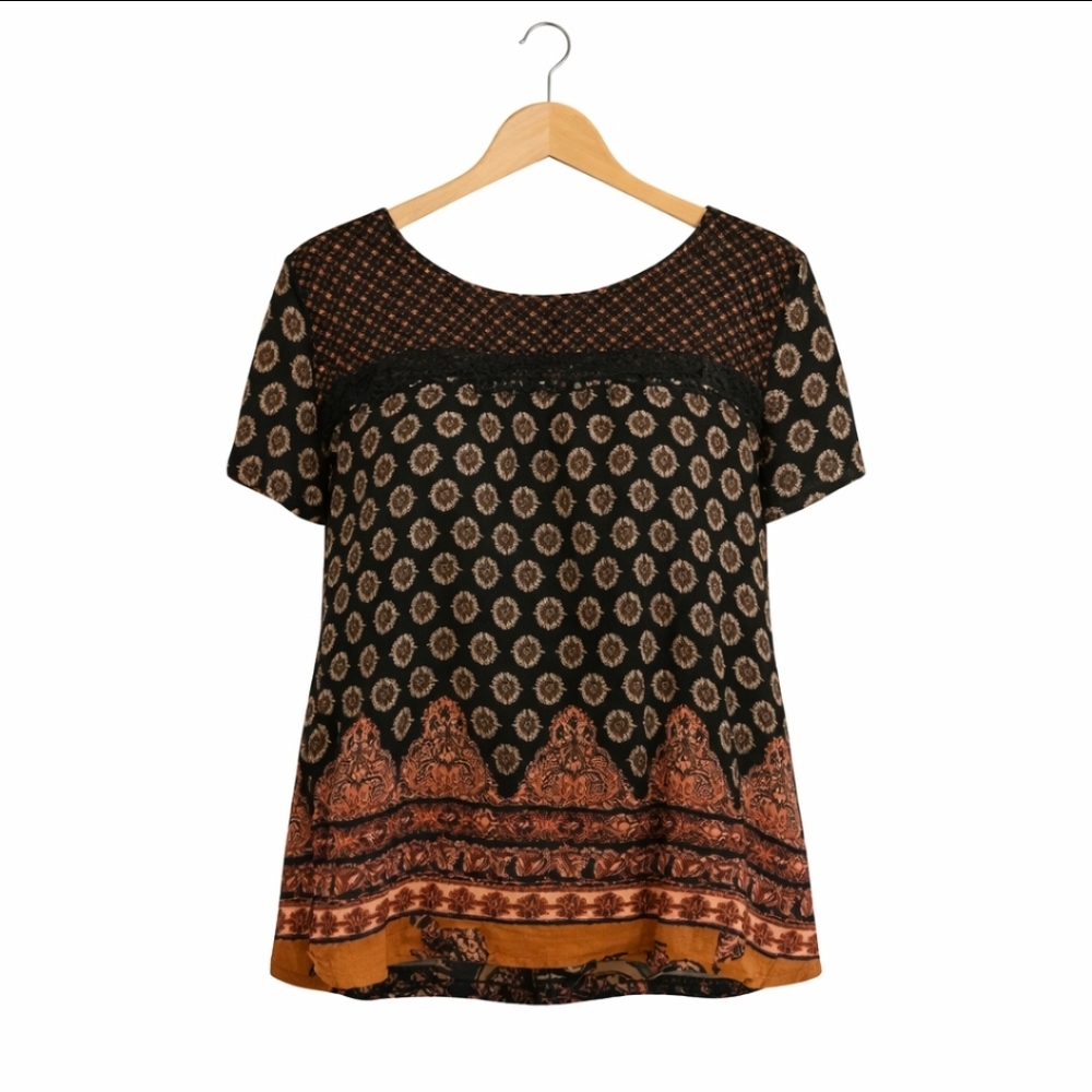 Bobbie Brooks Black Lace Bohemian shirt size Lg